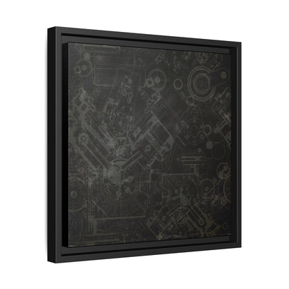 Engine Schematic Drawing Front View - Industrial Art - Framed on Canvas