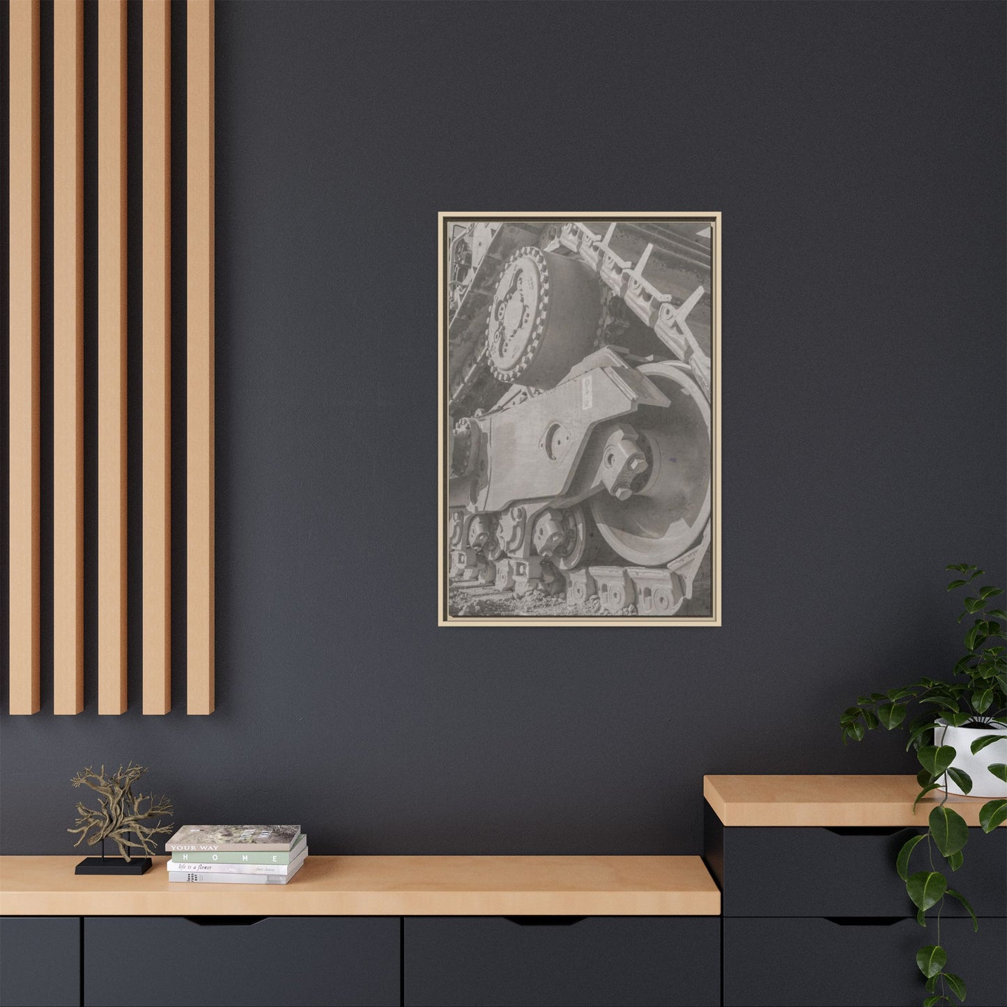 Epic D8 Dozer Triptych | Light Gray | Center Panel | Jondo | Matte Canvas Print (Framed)