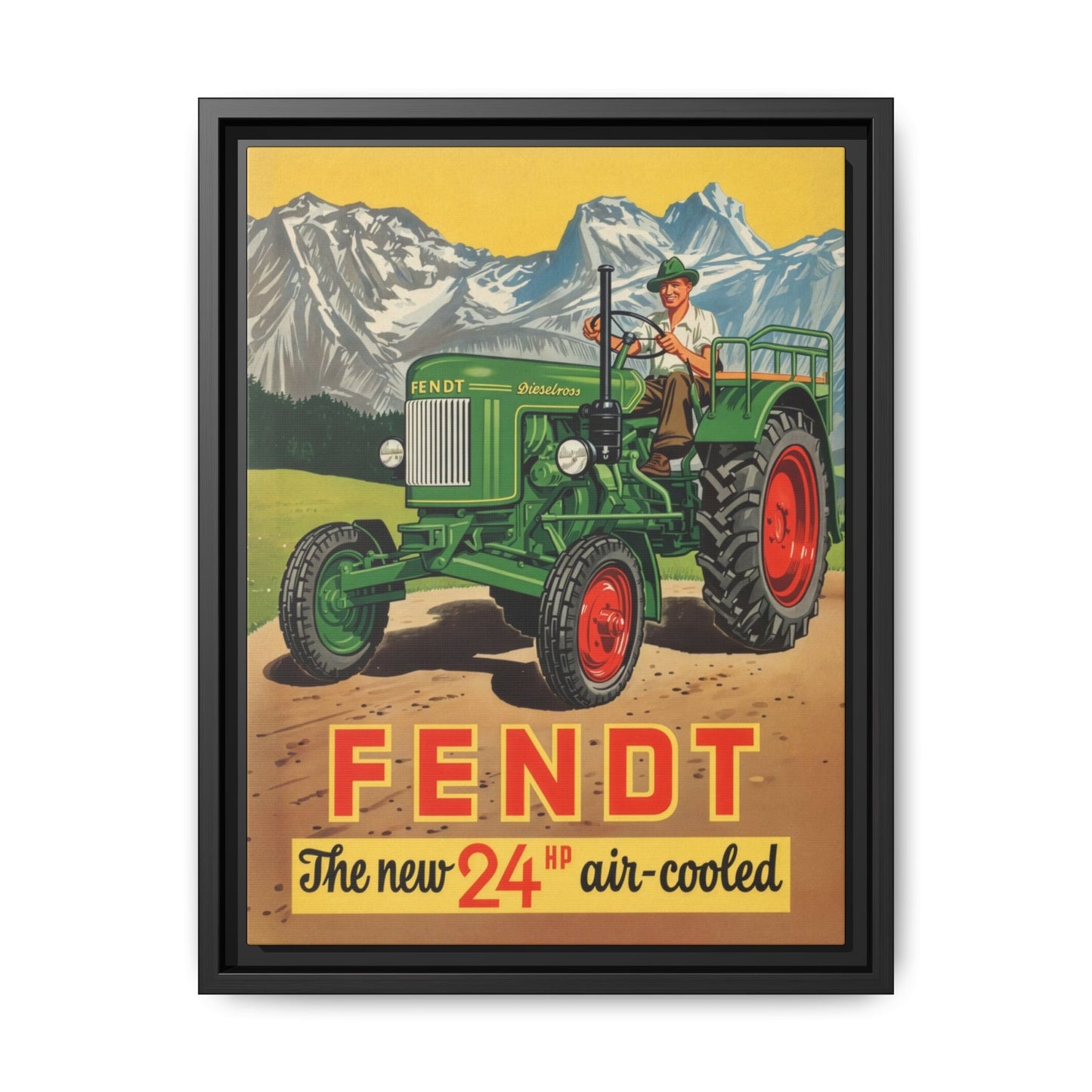 Vintage Fendt Air Cooled 24 Advertisement- Vintage Wall Art on Framed Canvas