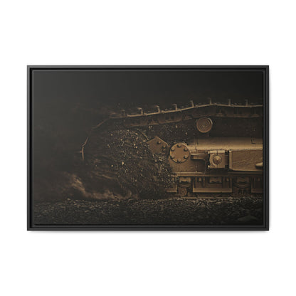D7E Dozer Undercarriage Action | Framed Wall Art on Stretched Canvas