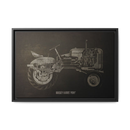 Vintage Massey Harris Pony Cutaway Drawing | Framed Wall Art on Stretched Canvas | Industrial Artwork