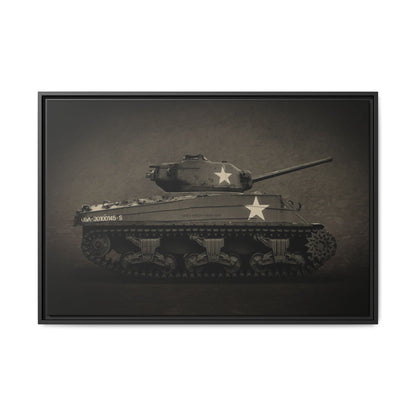 Vintage WWII  Sherman Tank, Double Star, Photo Wall Art on Framed Canvas