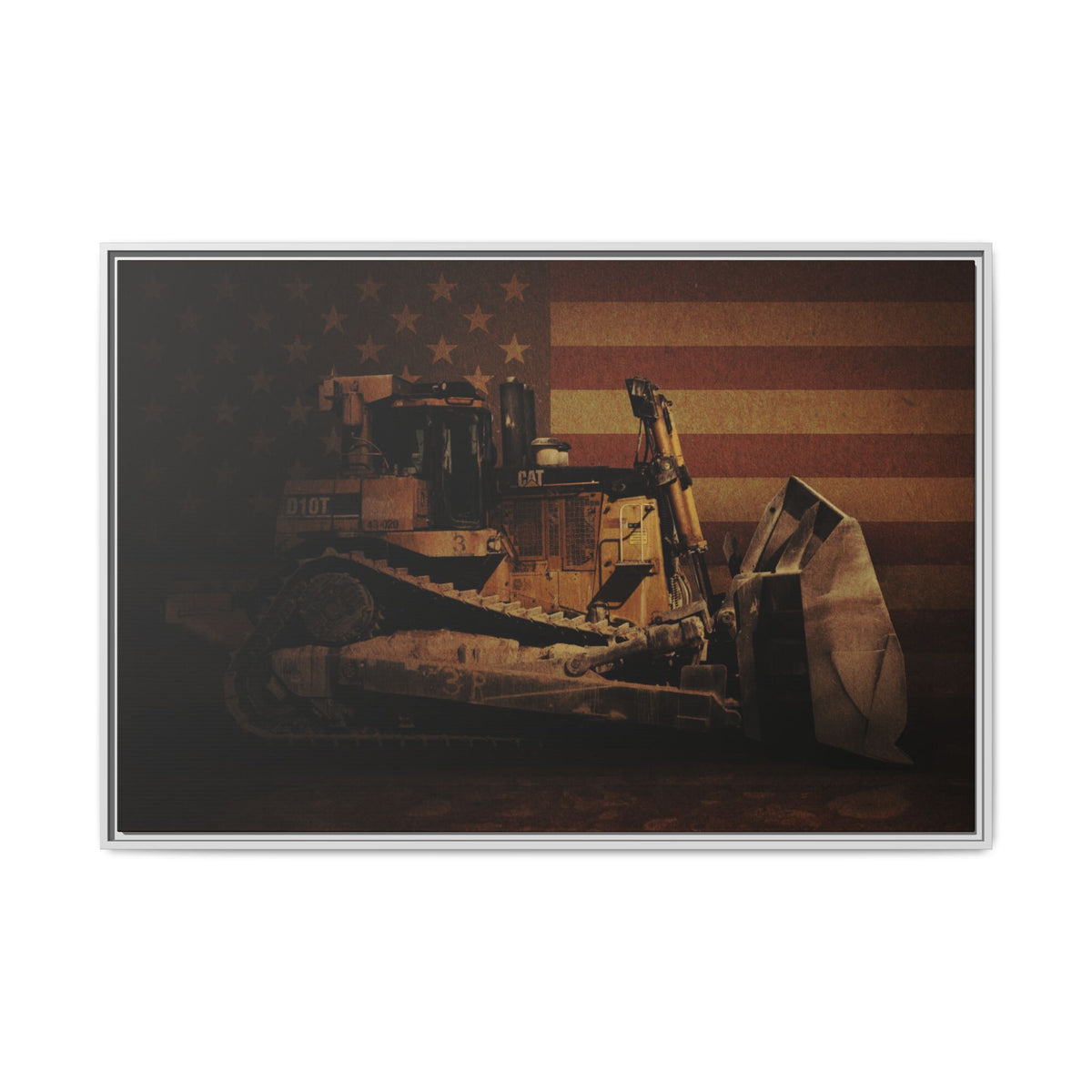 Patriotic D10T Classic Dozer | Framed Wall Art on Stretched Canvas