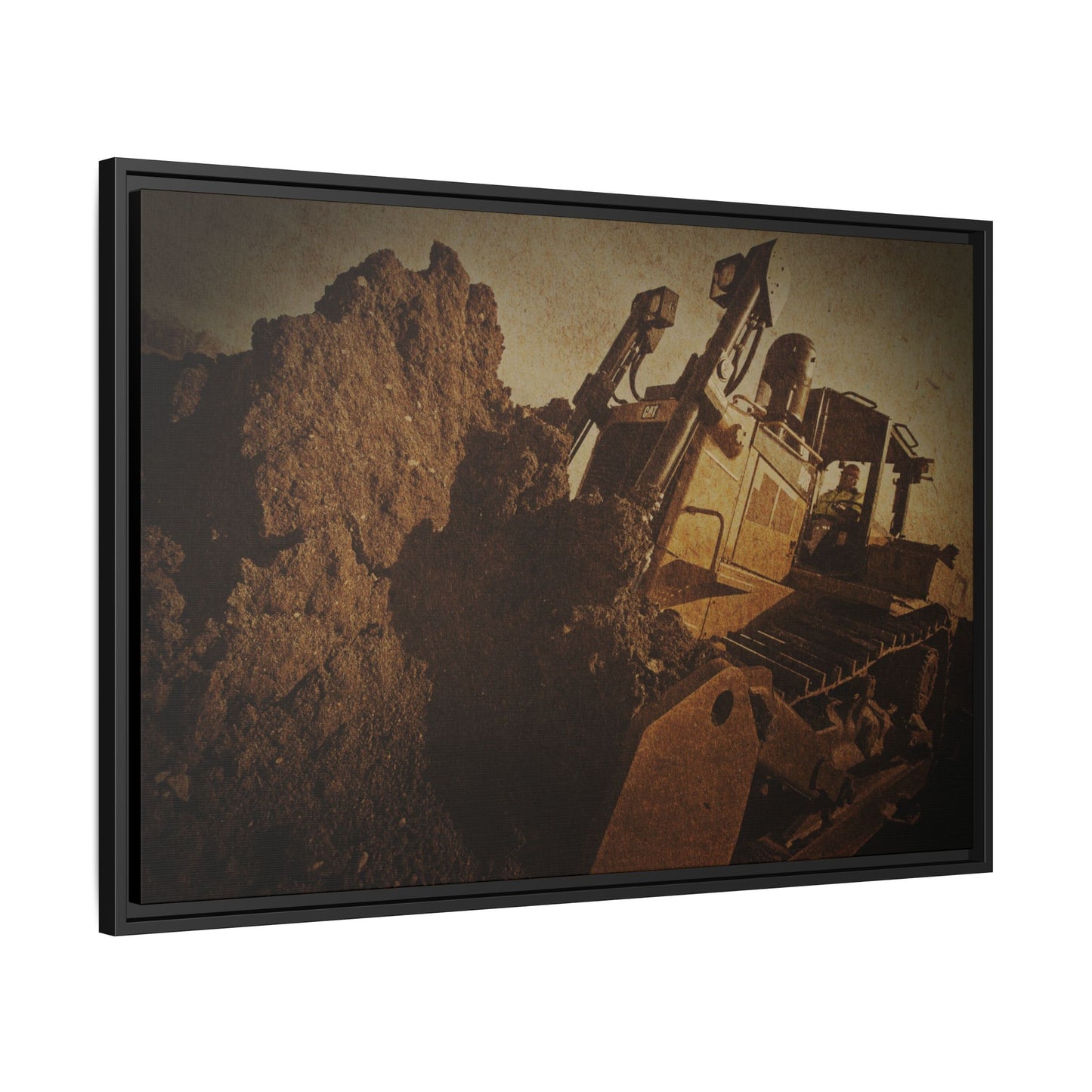 Big Dirt D8 Dozer Action| Gold | Framed | Wall Art on Stretched Canvas