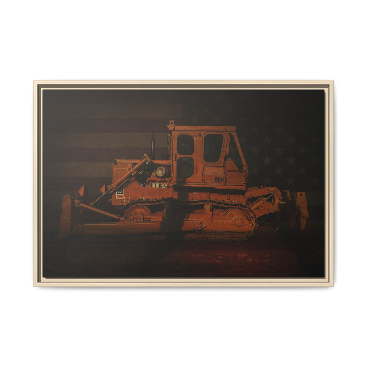 Patriotic D8H Classic Dozer | Framed Wall Art on Stretched Canvas