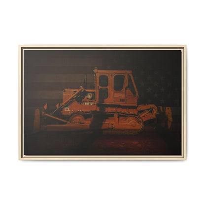 Patriotic D8H Classic Dozer | Framed Wall Art on Stretched Canvas