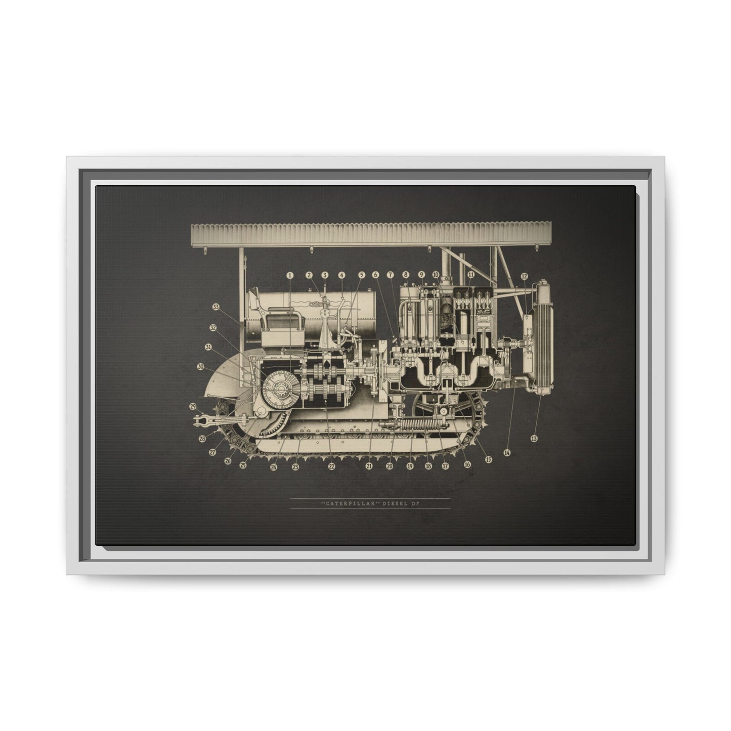 Vintage D7 Crawler Cutaway | Framed Wall Art on Matte Canvas