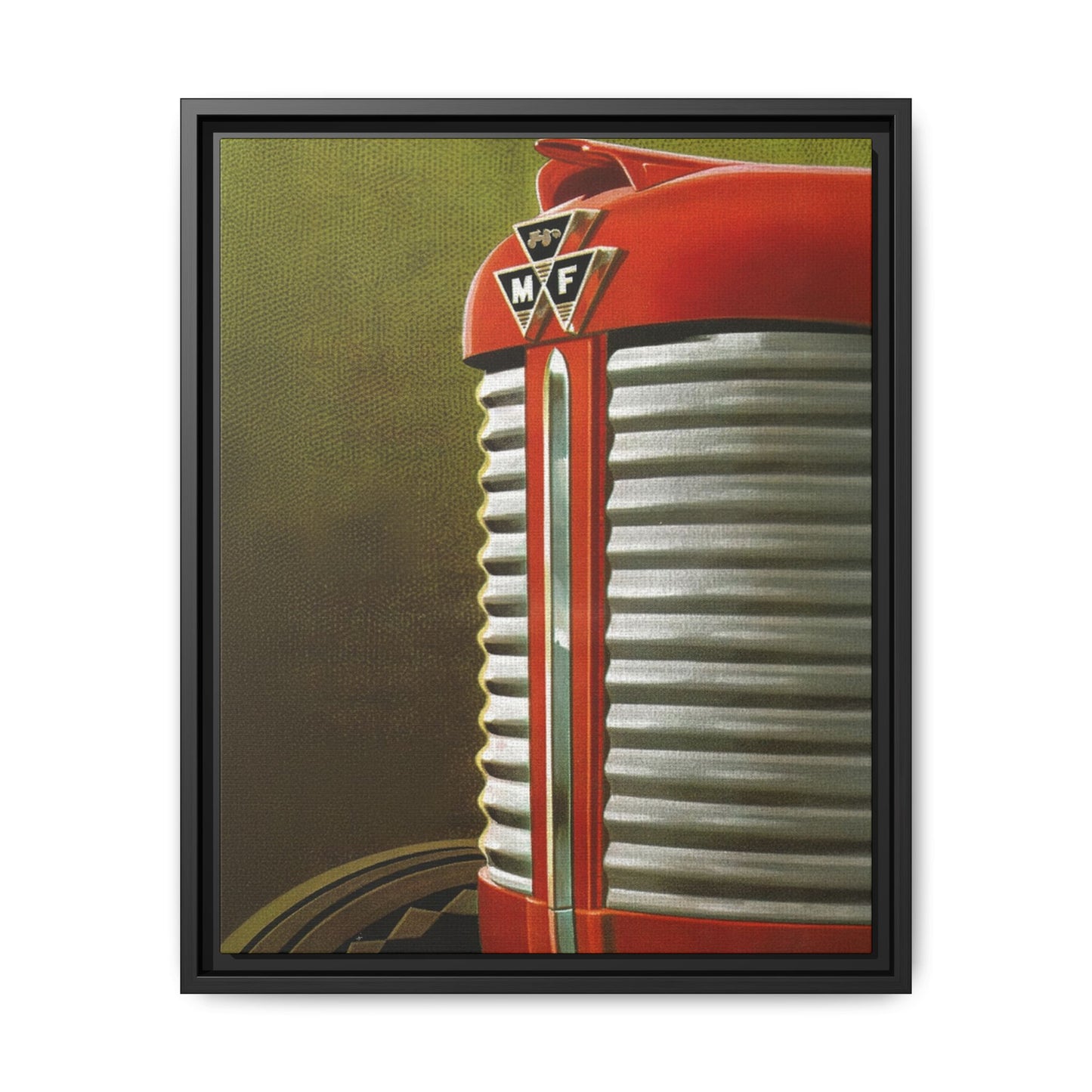 Vintage Red Tractor Grill Matte Canvas Framed | Farm Machinery Wall Art
