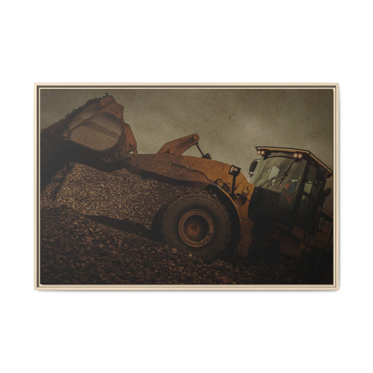 960 Wheel Loader Action| Framed Wall Art on Stretched Canvas