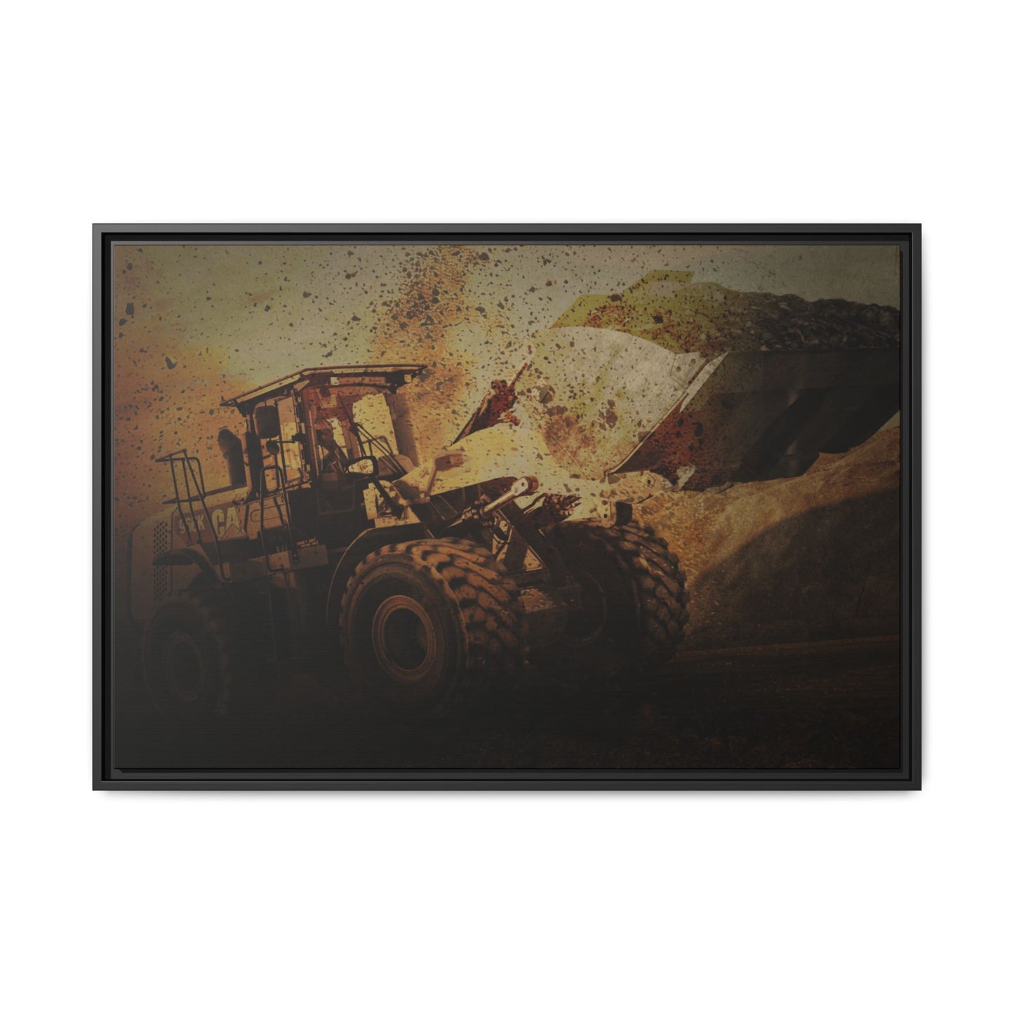 960K Dramatic Loader Action | Framed Wall Art on Stretched Canvas