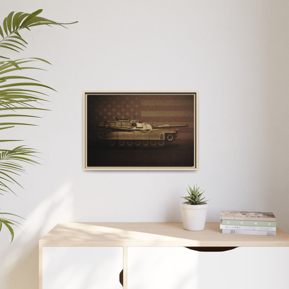 Patriotic Abrams M1 Tank | Framed Wall Art on Stretched Canvas