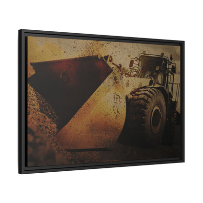 Front Loader Bucket Action | Gold |  Framed Wall art on Stretched Canvas