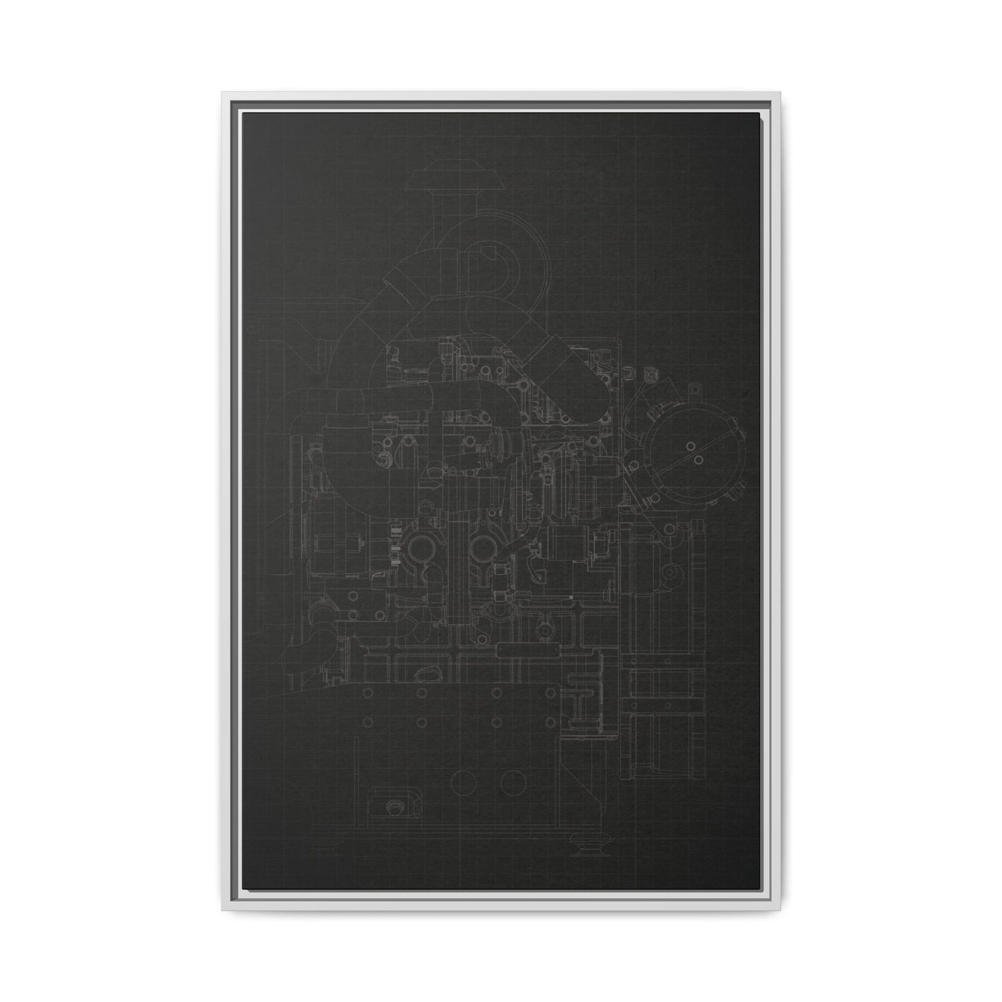 Heavy Equipment Engine Schematic Drawing – Framed Wall Art on Canvas