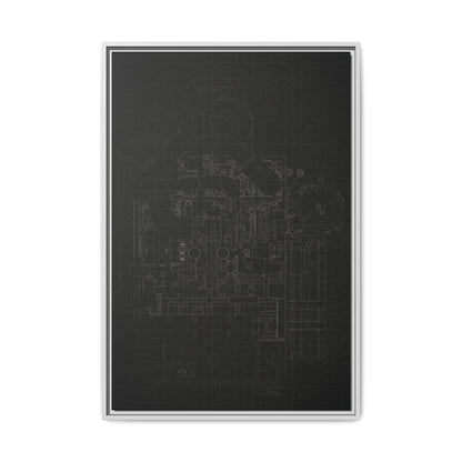 Heavy Equipment Engine Schematic Drawing – Framed Wall Art on Canvas