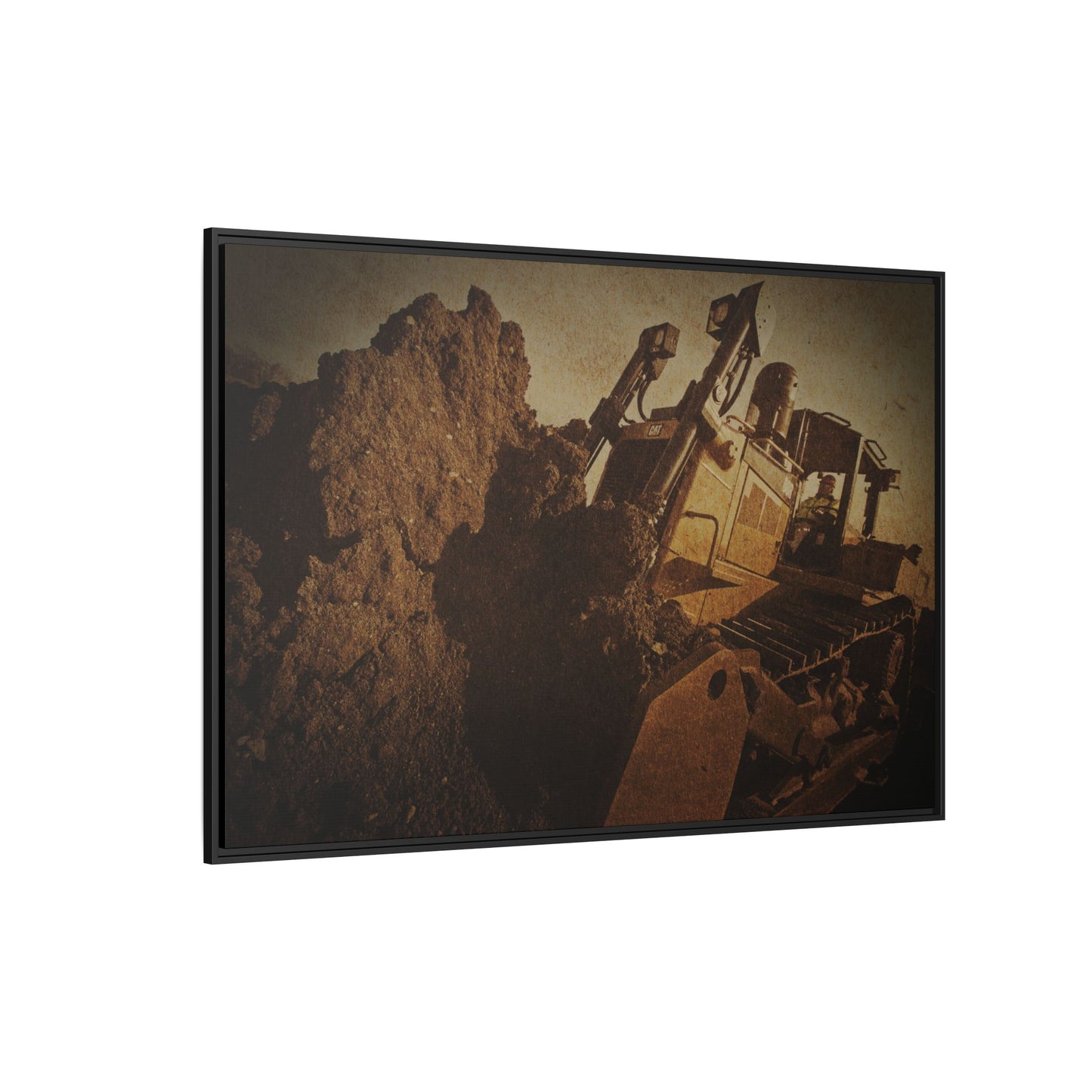 Big Dirt D8 Dozer Action| Gold | Framed | Wall Art on Stretched Canvas