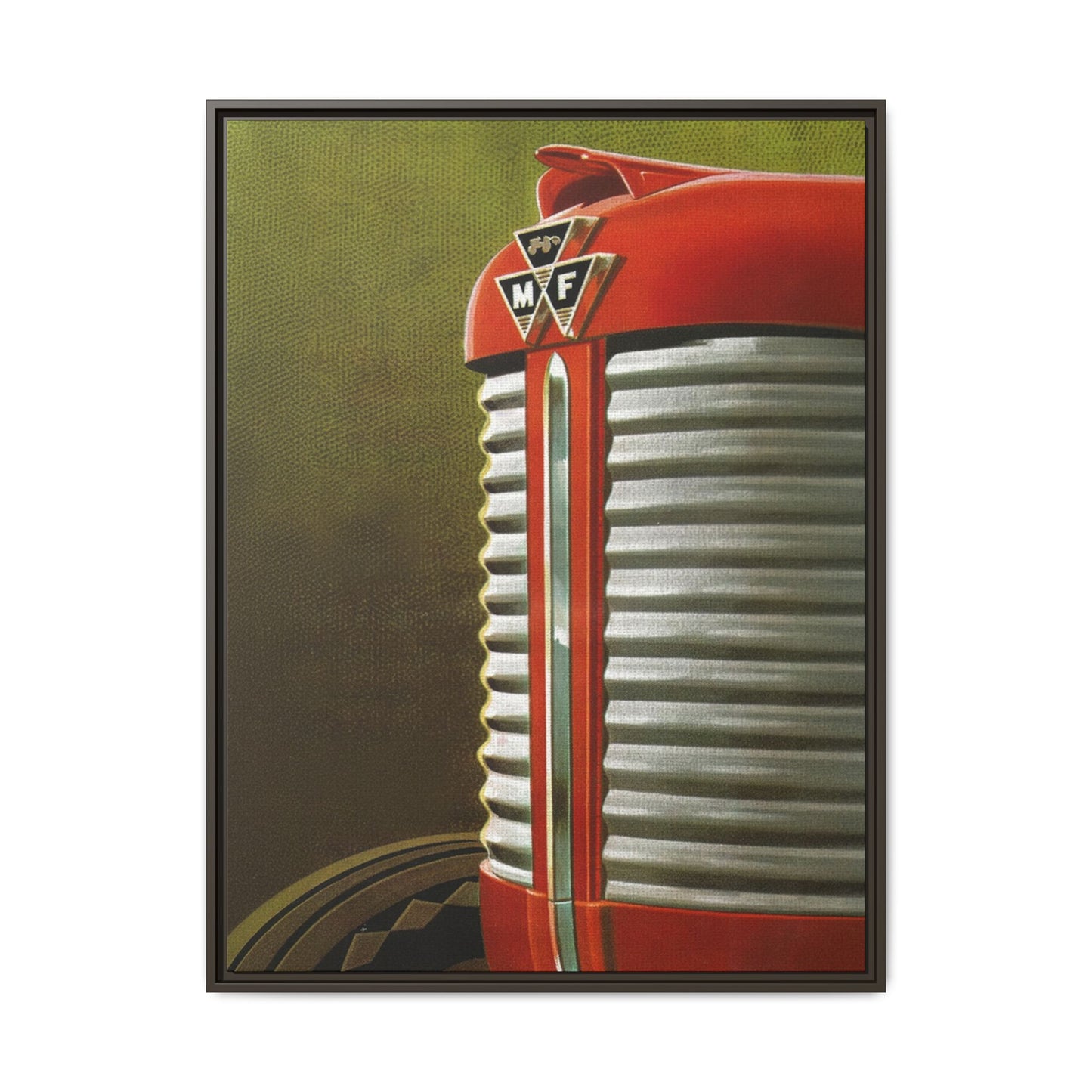 Vintage Red Tractor Grill Matte Canvas Framed | Farm Machinery Wall Art