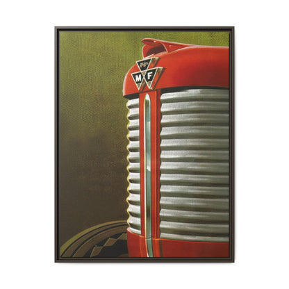 Vintage Red Tractor Grill Matte Canvas Framed | Farm Machinery Wall Art