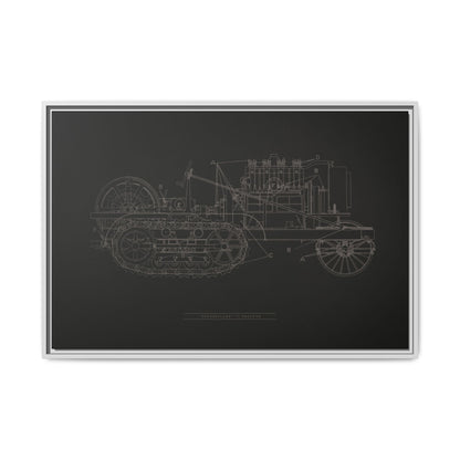 Vintage HOLT Tractor Patent Drawing Industrial Artwork | Framed Wall Art on Stretched Canvas