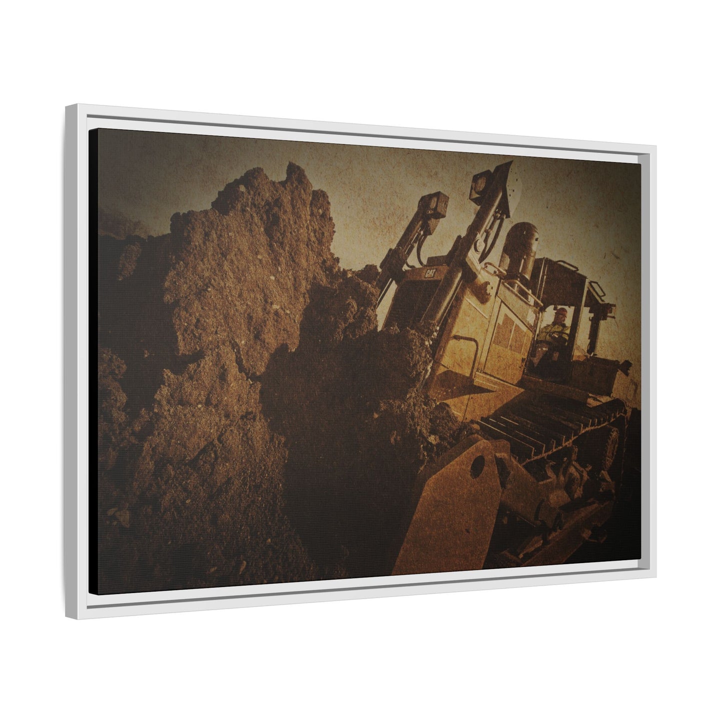 Big Dirt D8 Dozer Action| Gold | Framed | Wall Art on Stretched Canvas