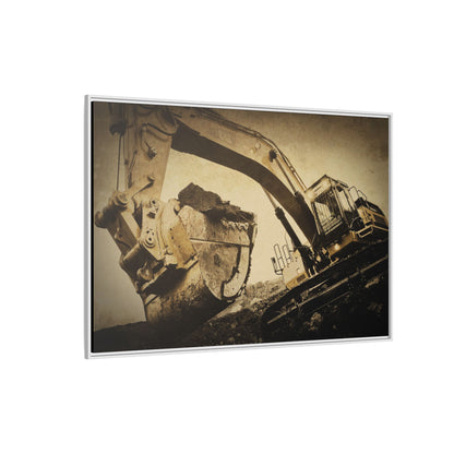 Reaching for Rocks Excavator  | Photo Art on Framed Canvas