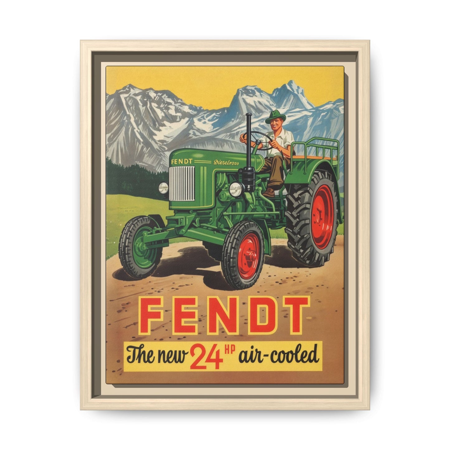 Vintage Fendt Air Cooled 24 Advertisement- Vintage Wall Art on Framed Canvas