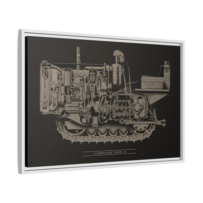 Vintage Caterpillar D2 Cutaway Drawing | Framed Wall Art on Stretched Canvas