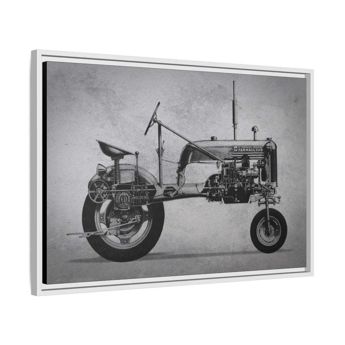 Vintage Farmall Pony Cutaway Drawing | Framed Wall Art on Canvas
