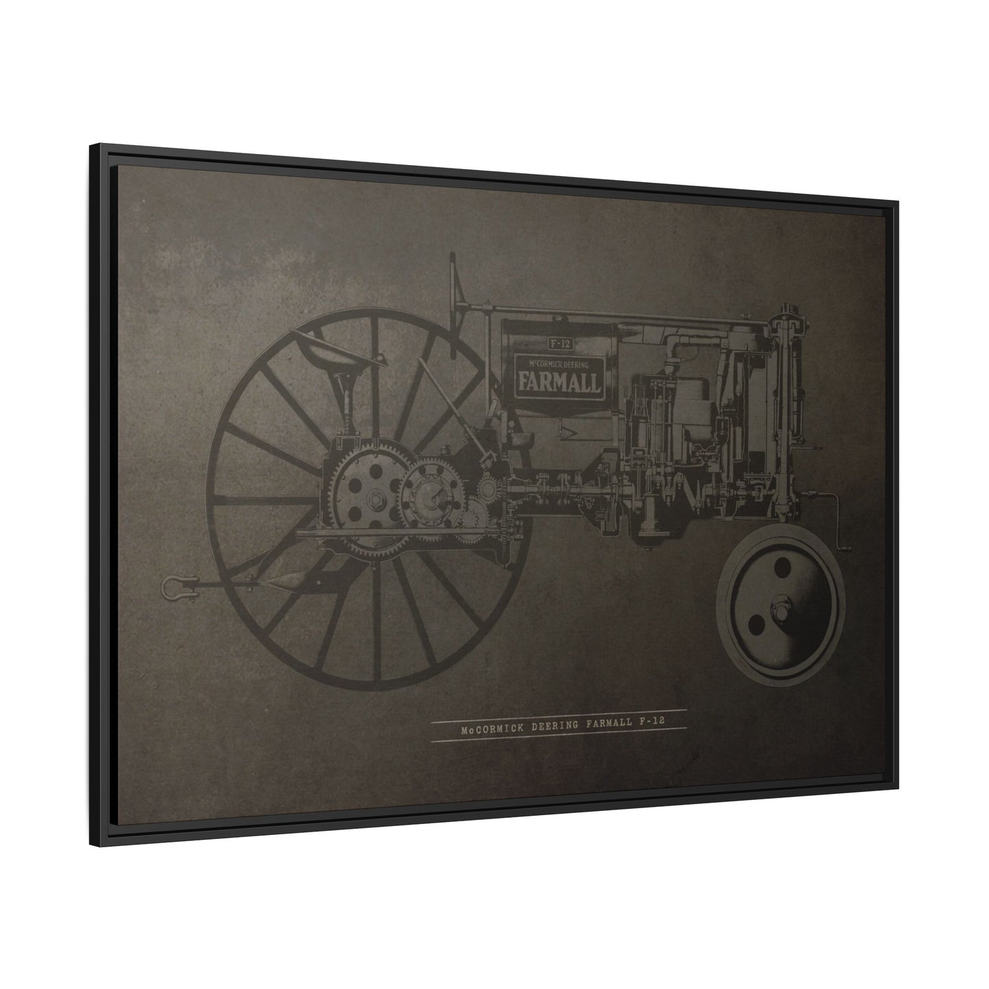 Vintage Farmall F-12 Mechanical Drawing | Framed Wall Art on Canvas