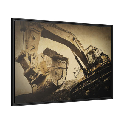 Reaching for Rocks Excavator  | Photo Art on Framed Canvas