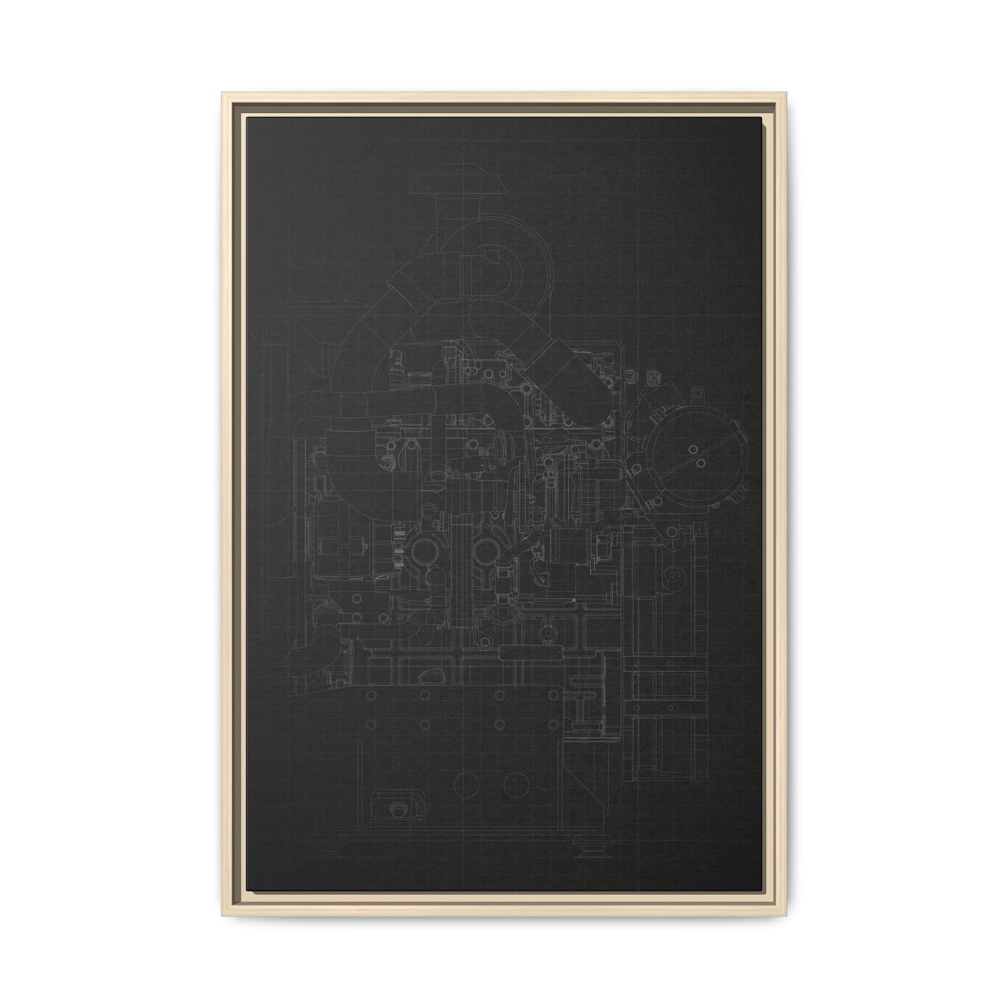 Heavy Equipment Engine Schematic Drawing – Framed Wall Art on Canvas