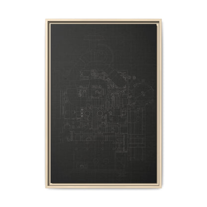 Heavy Equipment Engine Schematic Drawing – Framed Wall Art on Canvas