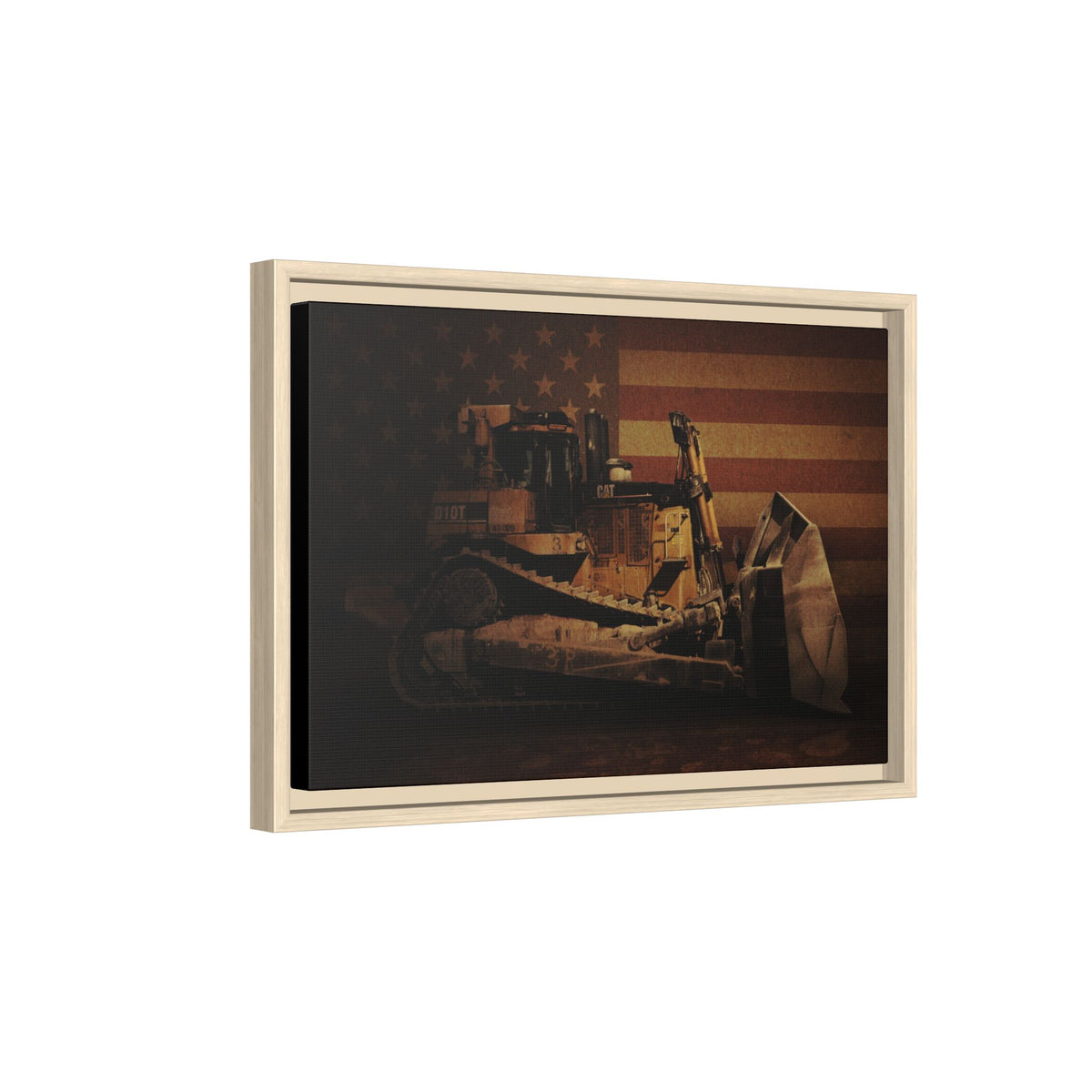 Patriotic D10T Classic Dozer | Framed Wall Art on Stretched Canvas