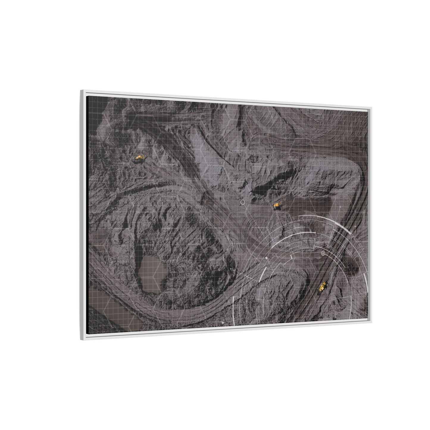 Drone Mining Construction Site - Photo Art Framed on Stretched Canvas