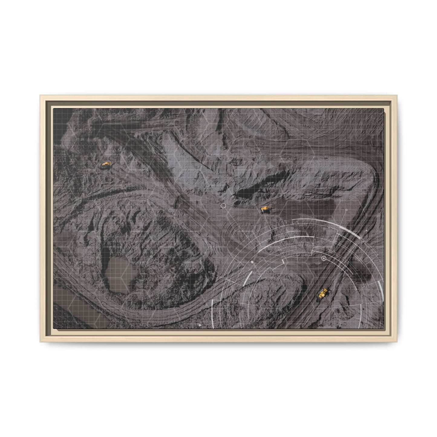 Drone Mining Construction Site - Photo Art Framed on Stretched Canvas