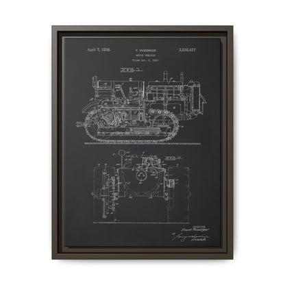 Vintage Dozer Rudiger Patent Drawing, Framed Wall Art on Canvas