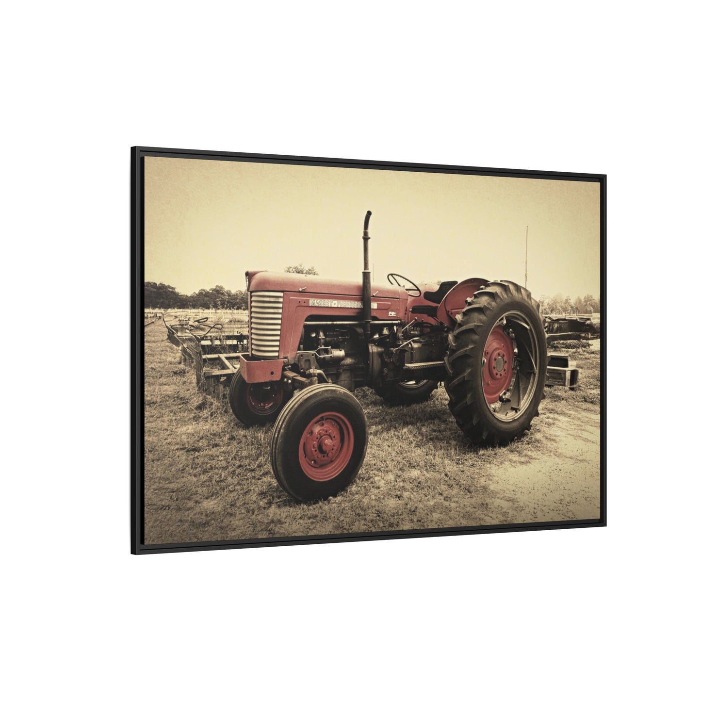 Vintage Massey MF 35 Workhorse in Field - Framed Wall Art Canvas
