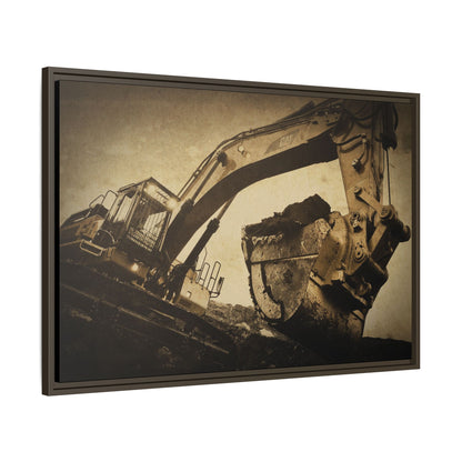 Reaching for Rocks Excavator  | Photo Art on Framed Canvas