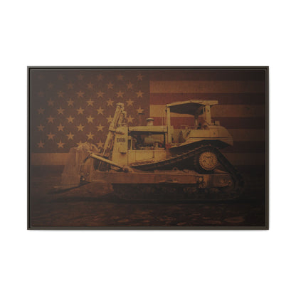 Patriotic D8N Classic Dozer | Framed Wall Art on Stretched Canvas