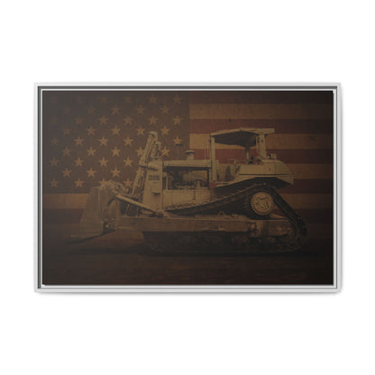 Patriotic D8N Classic Dozer | Framed Wall Art on Stretched Canvas