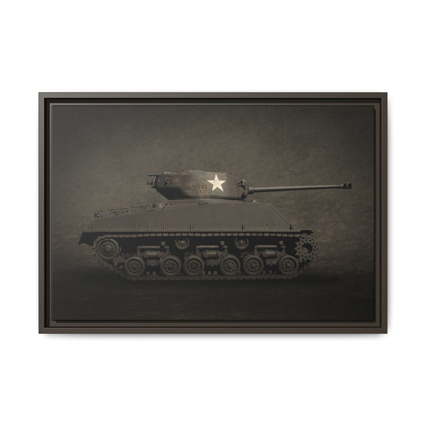 Vintage WWII  Sherman Tank, Single Star, Photo Wall Art on Framed Canvas