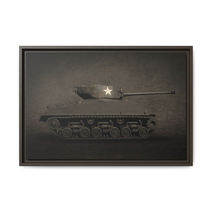 Vintage WWII  Sherman Tank, Single Star, Photo Wall Art on Framed Canvas