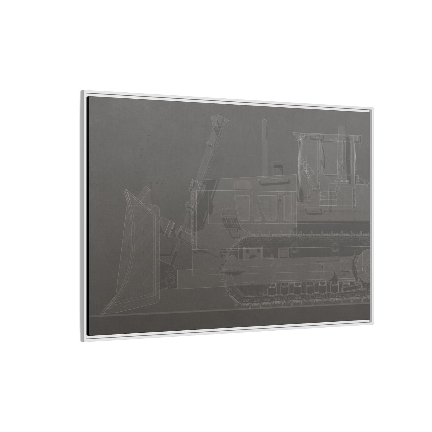 D2 Dozer Side View Technical Drawing | Framed Photo Wall Art on Canvas
