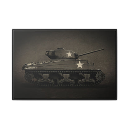 Vintage WWII  Sherman Tank, Double Star, Photo Wall Art on Framed Canvas