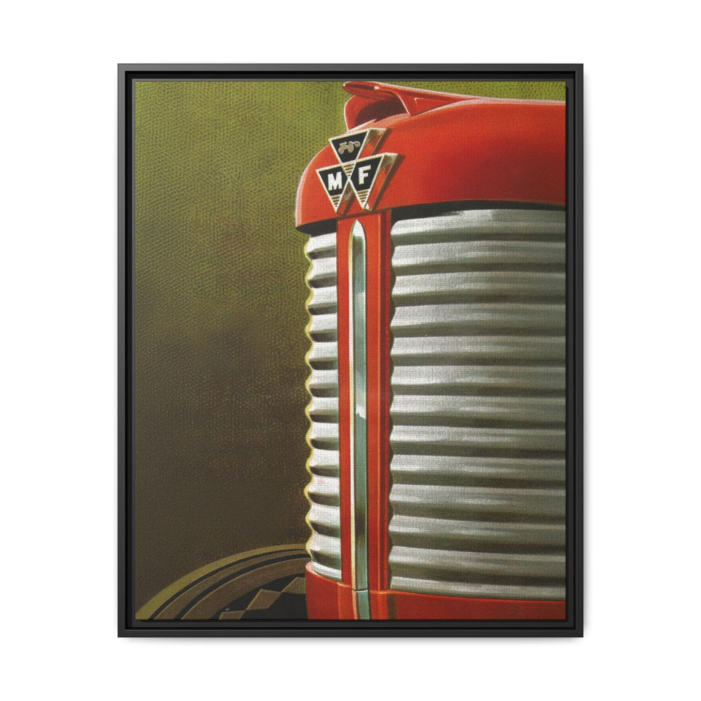 Vintage Red Tractor Grill Matte Canvas Framed | Farm Machinery Wall Art