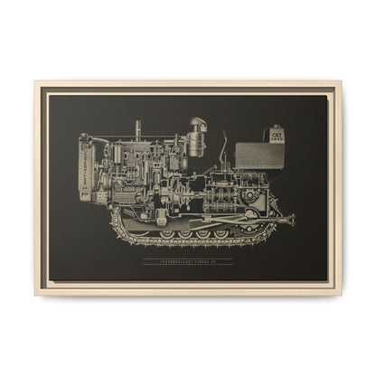 Vintage D4Tractor Crawler Cutaway Drawing | Framed Wall Art on Canvas