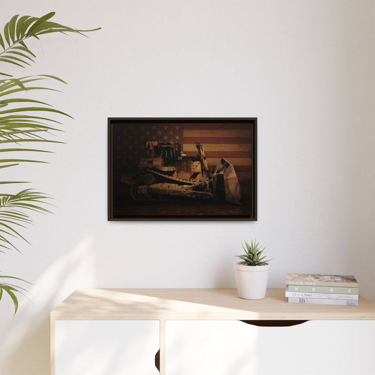 Patriotic D10T Classic Dozer | Framed Wall Art on Stretched Canvas