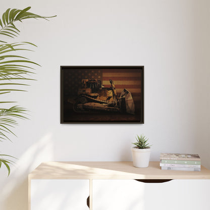 Patriotic D10T Classic Dozer | Framed Wall Art on Stretched Canvas