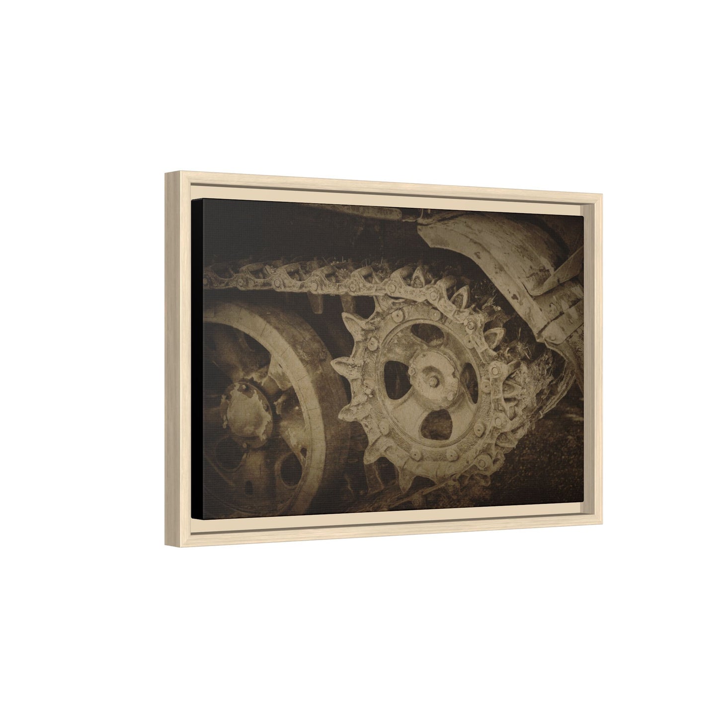 Treaded Tracks Close Up | Framed Wall Art on Stretched Canvas
