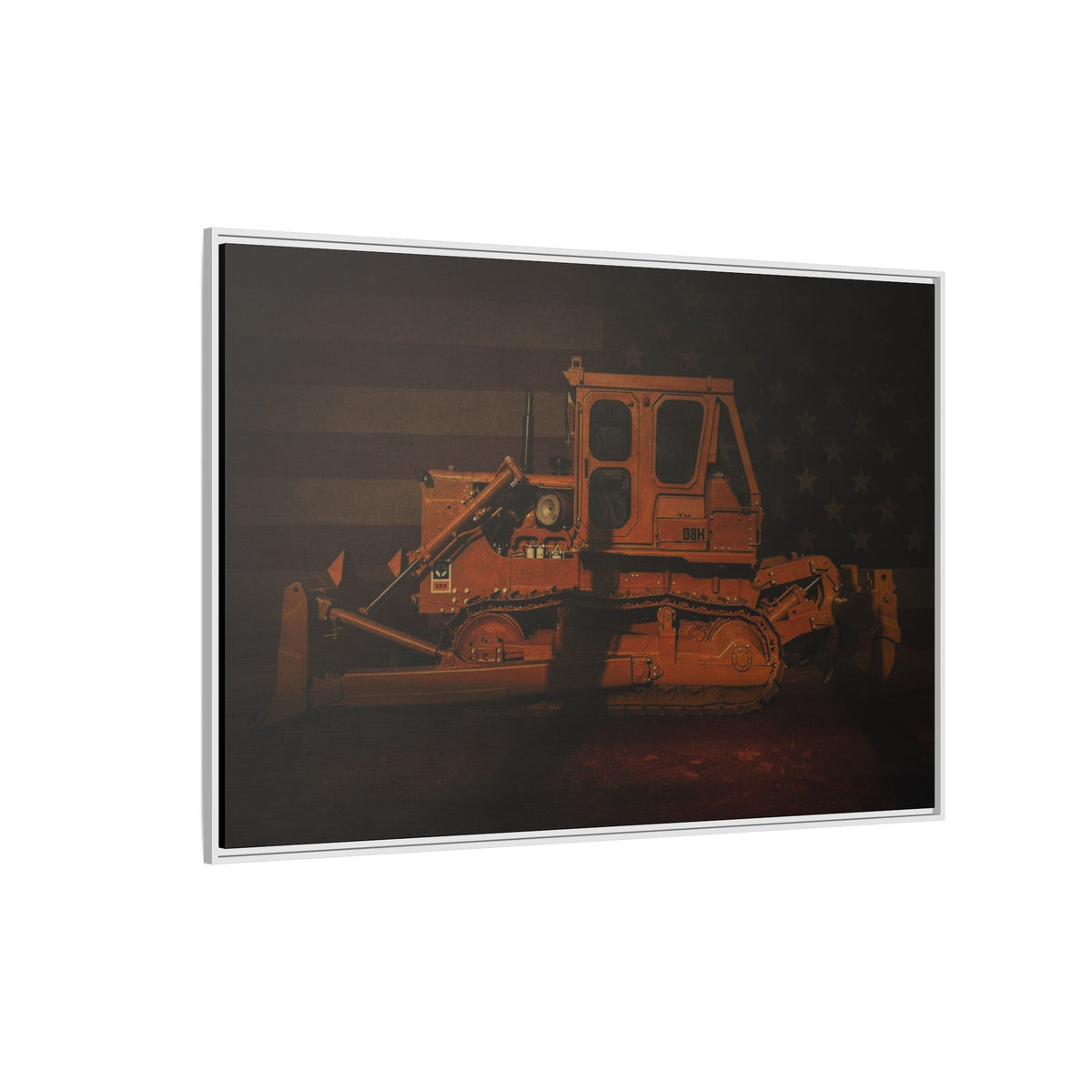 Patriotic D8H Classic Dozer | Framed Wall Art on Stretched Canvas
