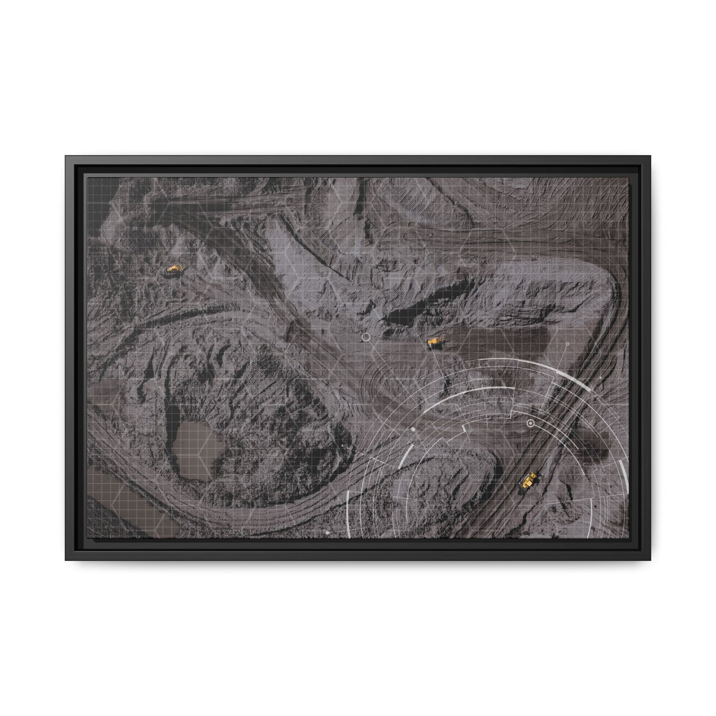 Drone Mining Construction Site - Photo Art Framed on Stretched Canvas